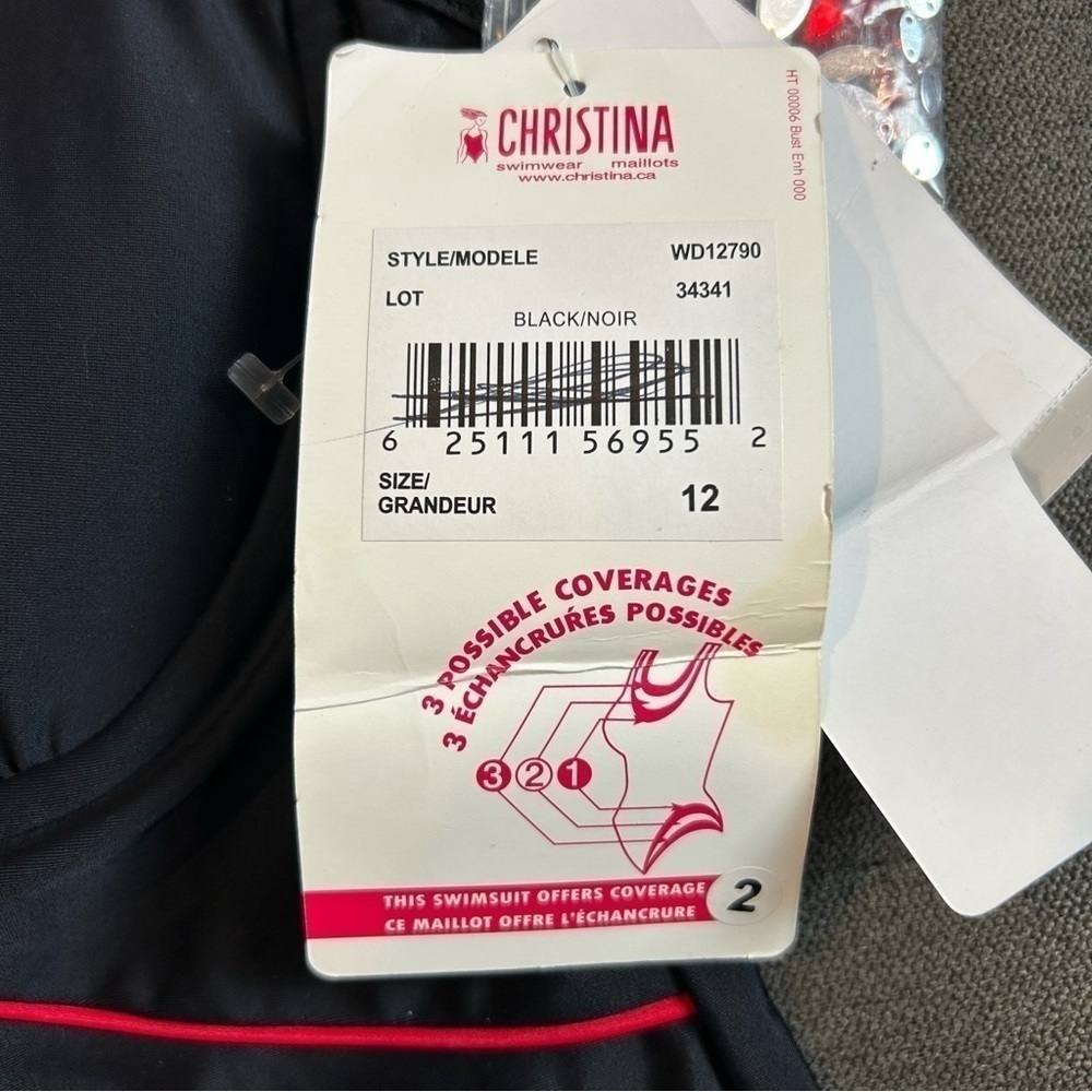Christina Tankini Swimwear Bust Enhancer Black & Red Two Piece Swimsuit Sz. 12 - Picture 16 of 16